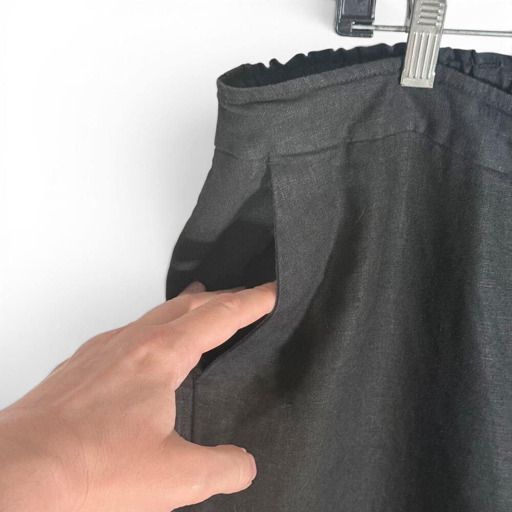 Chico's Women's 3R (US 16R) Black 100% Linen Cropped Pull On Pants Drawstring - Picture 7 of 10